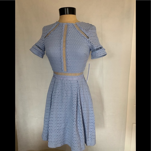 Aqua Dresses & Skirts - Aqua Blue Lilac Eyelet Short Sleeve Dress XS NWT